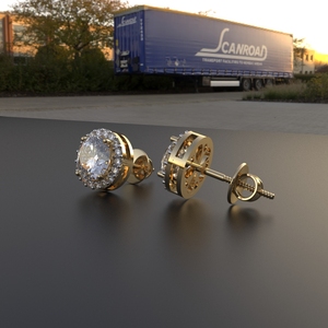 Avarta Jewellery 18K Hallmarked Gold 1 Quilate Cada Moissanite Halo Stud Pendientes - Product Image 3
