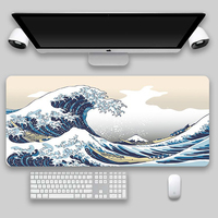 Tapis de souris en caoutchouc à motif de vagues océaniques en gros, base antidérapante, surface lisse, tapis de souris pour bureau et jeux