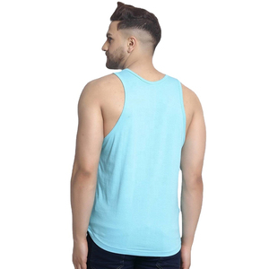 Smiley Face Graphic Tank Top for <b>Men</b> Eye Catching Cartoon Face Print Light Blue Racerback <b>Vest</b> for Gym and Streetwear Vibes - Product Image 4