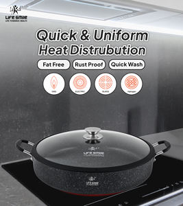 Olla Poco Profunda Antiadherente de Granito Premium con Tapa de Vidrio y Borde de Silicona - Product Image 5