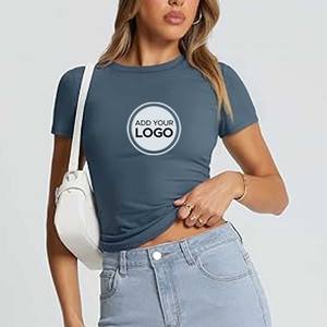 100% camisetas de algodón para mujer, camiseta de manga corta de algodón básico orgánico para mujer - Product Image 1