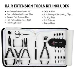 New Hair Extension Tool <b>Set</b> Featuring Two-Hole <b>Crimping</b> Pliers Hook Wire Loop Mini Scissors Clips & Hair extension pliers <b>set</b> - Product Image 2
