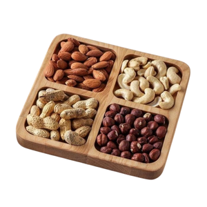 จานเสิร์ฟไม้ธรรมชาติคุณภาพสูงถาดดอกไม้ขัดมันด้วยมือสำหรับงานแต่งงานโรงแรมในบ้าน-สำหรับลูกอมผลไม้แห้งใช้บนโต๊ะ - Product Image 1