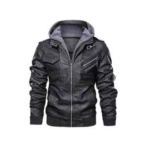 2026 Custom Cowhide <b>Genuine</b> 100% Leather Windproof Cotton <b>Nylon</b> Jacket Zipper Closure Men Leather Jacket - Product Image 1