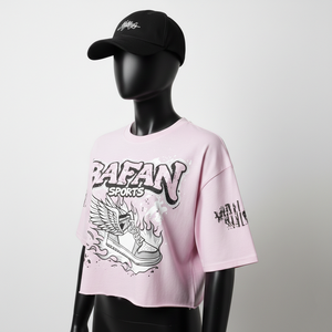 Camiseta corta para mujer, algodón jersey premium, suave, color rosa, estampado gráfico, logotipo personalizado, ropa urbana, camiseta corta de algodón para mujer - Product Image 4