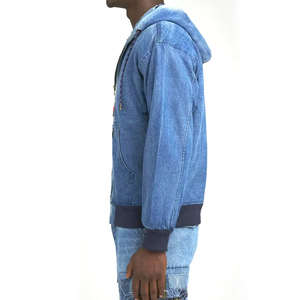 Nueva Sudadera con Capucha de Mezclilla 100% Algodón con Forro, Cierre de Cremallera, Logotipo Personalizado Impreso y Bordado, Estilo Lavado, para Invierno - Product Image 6