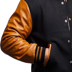 Chaqueta universitaria de manga de cuero para hombre de alta calidad personalizada chaqueta universitaria Letterman de béisbol de color de contraste personalizada para hombre - Product Image 6