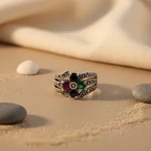 925 Silver Flower Cluster <b>Ring</b> Marcasite Trendy Religious Inlay <b>Ring</b> for Women Fashionable Cut Diamond <b>Brass</b> Copper Plated - Product Image 2