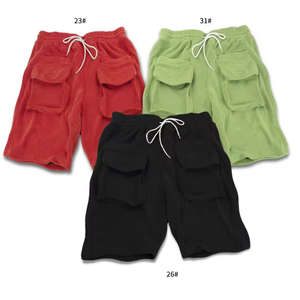 Pantalones cortos de gimnasio de estilo callejero para hombre, tela vaquera negra sólida, cargo para correr, correr, talla grande, tejido de punto personalizado de alta calidad - Product Image 3