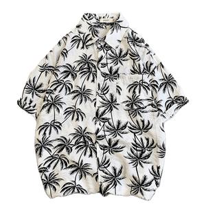 Camisa informal de manga corta con botones para hombre con parte superior de sublimación Tela de lona con patrón sólido - Product Image 6