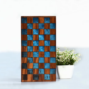 Urne funéraire en résine époxy et bois de rose avec bloc carré souvenir d'urne funéraire artisanale pour animaux de compagnie et humains - Product Image 1