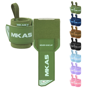 MKAS Penjualan Terlaris Tali Pergelangan Tangan Custom Logo untuk Latihan Kebugaran, Gym, Angkat Beban, Tali Tangan Bernapas untuk Powerlifting - Product Image 1