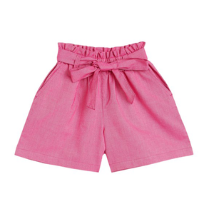 New Design Chambray <b>Shorts</b> Mid Waist Cotton for Purple&<b>Pink</b> Clothing Breathable Knitted Worested Solid - Product Image 3