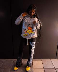 Sweat-shirt à capuche court et pantalon évasé imprimés lavés et graphiques streetwear personnalisés en 350 400gsm fabriqué au Pakistan - Product Image 5