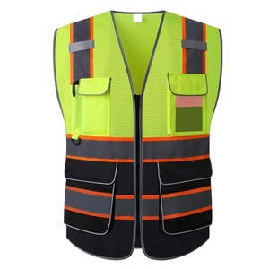 Fournisseur en gros de gilets en polyester fluorescent respirant pour vêtements de travail de construction avec étiquette privée pour les acheteurs. - Product Image 1