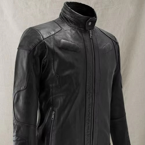Chaqueta de cuero para hombre, estilo motorista Premium, ropa de calle de piel de vaca con capucha, moda informal OEM, proveedor mayorista a granel - Product Image 1