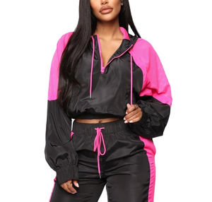 Calle mejor calidad Nylon mujer cremallera cortavientos chándal Crop Top ropa deportiva al por mayor a prueba de viento y de talla grande - Product Image 3