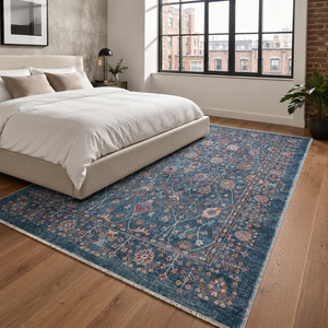 Tapis lavable en chenille RW7150 Karabagh Indigo Tribal de Rug Weavers, vente en gros et dropshipping, 10 tailles - Product Image 4