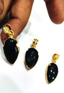 Dije de Punta de Flecha con Piedra Preciosa Natural Chapado en Oro de 18K, Tamaño de 30 a 40 mm para la Fabricación de Joyas - Product Image 4