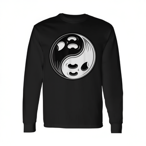 T-shirt à manches longues avec motif de fantômes d'Halloween Yin Yang, produit promotionnel - Product Image 2