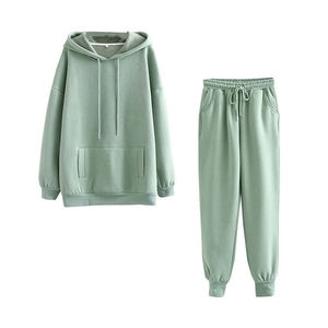 Ropa de calle de otoño e invierno para mujer, sudadera holgada, chándal deportivo, chándal de cristal de talla grande con puerta, hombro caído, estampado informal - Product Image 5