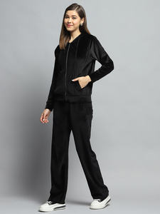 Ensemble de survêtement 2 pièces à capuche noir solide de meilleure qualité pour femmes Sweat à capuche respirant et pantalon de survêtement Ensemble de survêtement 2 pièces pleine longueur - Product Image 3