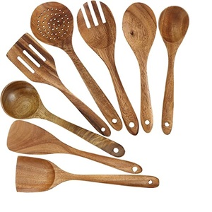 Ustensiles de cuisine pour la maison Traiteur Couverts en bois et en métal d'occasion Offre Spéciale Design élégant Finition émaillée Couverts en bois Fourchette Cuillère - Product Image 6