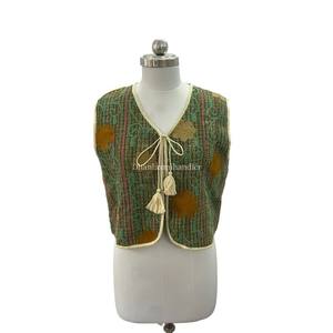100% Cotton Kantha Vest-<b>Coat</b> Handmade Unique Winter Vest With Floral Embroidery Vest Suzani Fabric <b>Sleeveless</b> Waist-<b>Coat</b> - Product Image 1