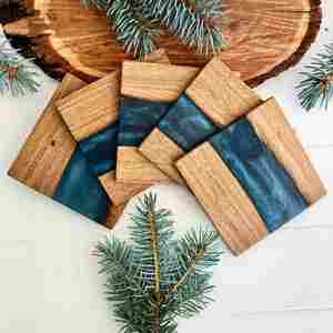 Posavasos de estilo artesanal de Venta caliente, diseño personalizado, fabricante de resina de madera de nogal DE LA India con la mejor calidad - Product Image 1