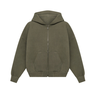 เสื้อฮู้ดจํานวนมากที่กําหนดเอง unisex ขนาดใหญ่เฮฟวี่เวทเทอร์รี่ฝรั่งเศสวางไหล่เสื้อกันหนาวหมวกหน้าจอพิมพ์ซิปขึ้นเสื้อกันหนาวหมวกผู้ชาย - Product Image 1