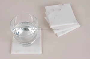 Ensemble de 4 sous-verres carrés en marbre les plus vendus fournisseur indien tapis de décoration de salle à manger élégants et tampons - Product Image 2