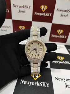 Lujo Hip Hop Bling Iced Out Real Moissanite tachonado relojes de acero inoxidable para hombres y mujeres con Pass Diamond Tester - Product Image 2