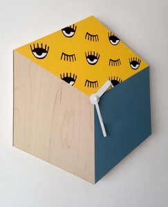 Horloge murale sud-ouest art mural Décor hexagonal en bois Bois géométrique Décor bleu marine Table en bois sur pied Design de table unique - Product Image 6