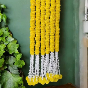 Marigold Tuberose boda guirnalda colgante de pared cadena decorativa/guirnalda para festivales y fiestas decoración Haldi - Product Image 1