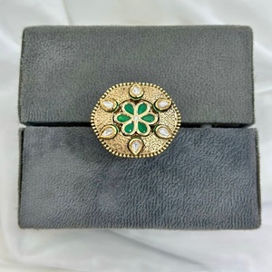 Exclusive Premium Quality Gold Finish Moissanite Polki Kundan <b>Adjustable</b> <b>Ring</b> For Function Wedding Wear Collection For Women - Product Image 1