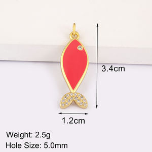 จี้ปลาเคลือบทอ<span class=keywords><strong>ง</strong></span>น่ารักพร้อมหางเพทายสำหรับทำเครื่องประดับแฟชั่นสำหรับทุกเพศ - Product Image 6