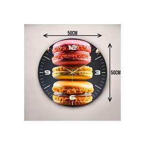 50cm <b>Silent</b> Wooden Table Wall <b>Clock</b> Colorful Macaron Pattern Print Gift Product - Product Image 4