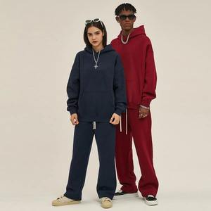 Logo personnalisé unisexe poids lourd surdimensionné survêtement vêtements de rue hommes vierge 2 pièces ensemble survêtement baggy pantalon bouffant impression survêtement - Product Image 5