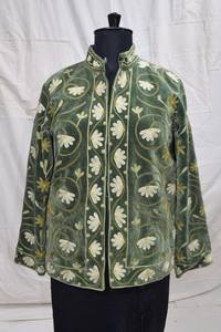 Veste unisexe en velours de coton de haute qualité, brodée Suzani, matelassée, écologique, style bohème hippie, manteau indien, automne/hiver - Product Image 4