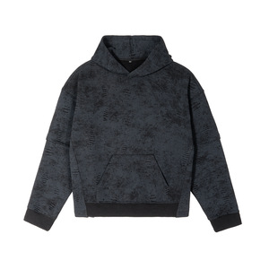 Sweats à capuche et sweat-shirt personnalisés surdimensionnés avec logo de créateur en vrac plus vintage unisexe noir vierge - Product Image 4