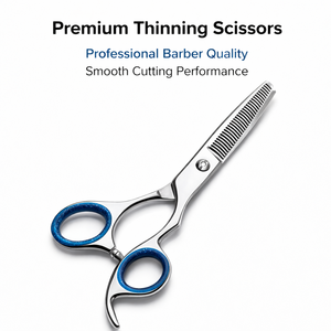 Ciseaux professionnels pour la coupe et l'éclaircissement des cheveux, ciseaux de barbier en acier inoxydable, outil de coiffure, lames aiguisées, poignée à anneau bleu - Product Image 2