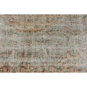 Alfombra de lana verde beige vintage de 2,5x8,3 pies, hecha a mano, turca, área grande, rectángulo abstracto, diseño de retazos para pasillo, látex para habitaciones - Product Image 5