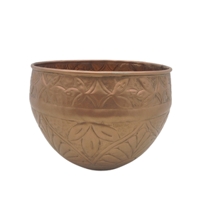 Juego decorativo clásico de 3 macetas redondas de metal, macetas de cobre ahumado de tamaño mediano para decoración interior y exterior - Product Image 3