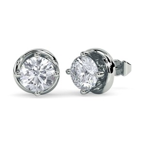 Pendientes de Diamantes Redondos con Nudo de Amor, 0.30 Ct, Diamante Cultivado en Laboratorio, en Platino, para Fiestas, de Lujo - Product Image 2