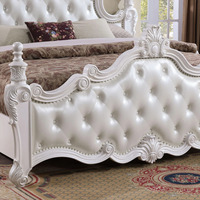 Lit King Size Moderne de Luxe en Bois de Mahagoni Massif, Finition Blanc Duco, Cuir Écologique, Serrure de Porte Intelligente Personnalisée, Chambre d'Hôtel