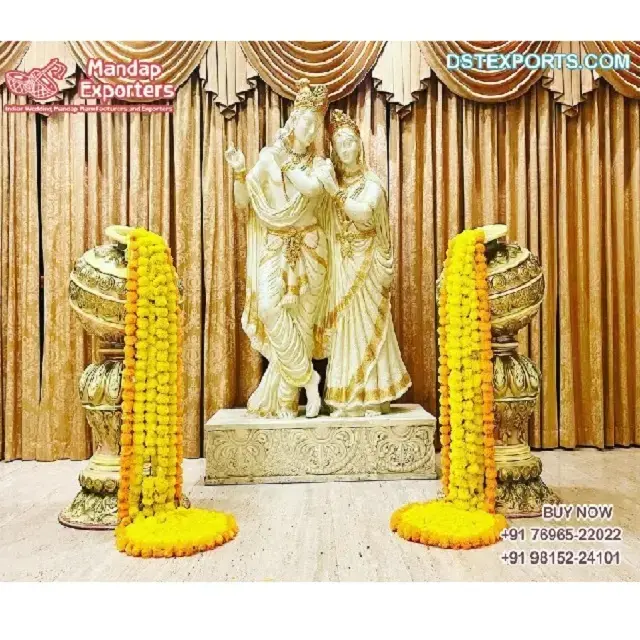 Garba gece giriş dekor Radha Krishna heykeli Hindu düğün Radha Krishna tema kurulum kraliyet düğün Radha Krishna heykel