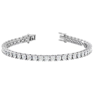 สร้อยข้อมือเทนนิสทองคำ 14K สำหรับผู้หญิง ดีไซน์หรูหรา ประดับเพชรธรรมชาติทรงกลมเจียระไนบริลเลียนท์ น้ำหนัก 4.00 กะรัต - Product Image 1