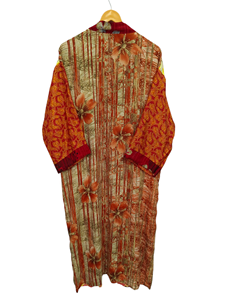 Kimono para ropa de mujer Bikini Cover Up Swim Wear Vestido largo Indian Reciclado Sari Seda Kimono Vestido de noche, - Product Image 5