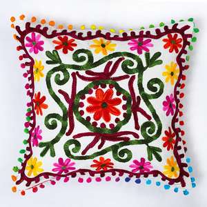 Beautiful Embroidery Suzani Traditional Pillow <b>Cushion</b> <b>Covers</b> <b>Boho</b> Pure Cotton Throw Pillow Cases for Sofa Decor Pillows18x18 - Product Image 3