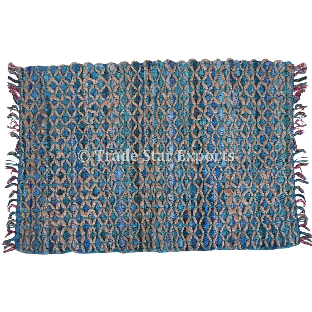 Ấn Độ Tay Loom Nghệ Thuật Phòng Khách Thảm Thảm Dân Tộc Dhurrie Cổ Điển Chindi Rag Rug Chindi Bông Thảm